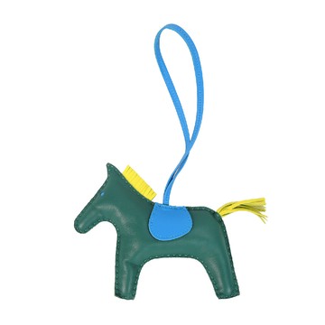 Hermes 愛馬仕 小羊皮手工馬兒吊飾(大/綠X水藍)_廠商直送