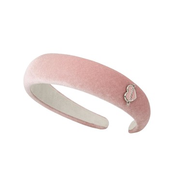 韓國 emis HEART LOGO PENDANT HAIRBAND 韓國製 天鵝絨愛心吊飾髮箍 粉紅色PINK
