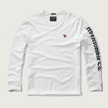 美國百分百【Abercrombie & Fitch】T恤 AF 長袖 T-shirt 麋鹿 logo 白色 S M L號 G364