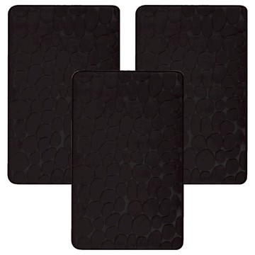 記憶棉石頭紋腳踏墊 黑色 3入  59 x 40cm