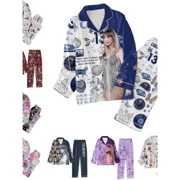 Cozy loungewear set pajamas 印花舒適家居服套裝長袖睡衣睡褲女