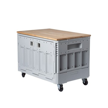 真心良品x樹德 清水模摺疊收納箱附木蓋+輪組-1組