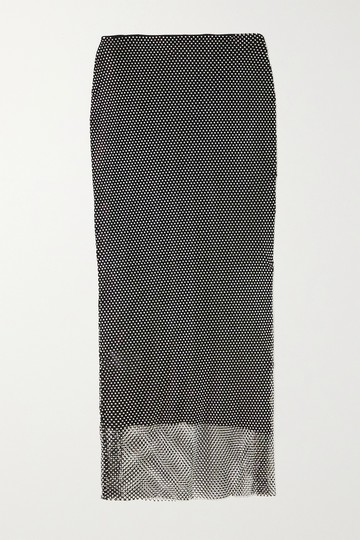 ROTATE Birger Christensen - Caitlin Crystal-embellished Mesh Maxi Skirt - Black - DK34