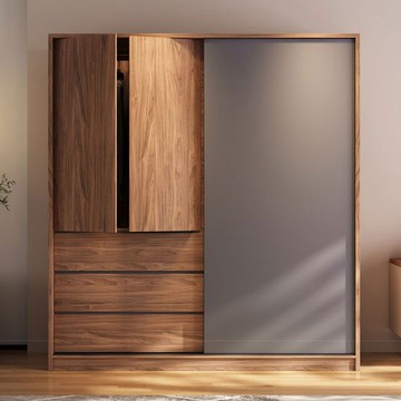 開發票 衣櫃 衣櫥 實木衣櫃家用臥室出租房用組裝推拉門兒童網紅小戶型簡易收納衣櫥S053快速出貨