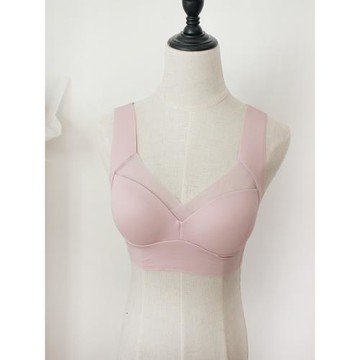 胖mm薄款罩杯無鋼圈莫代爾一片式無痕女士背心式文胸大碼內衣柔軟