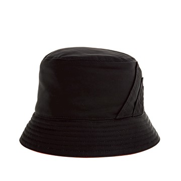 LOEWE 經典皮革貼飾LOEWE 字母壓紋帆布雙色漁夫帽 (黑色)