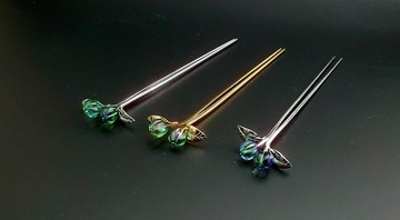 夫婦玉髮簪 (青綠色/金色)