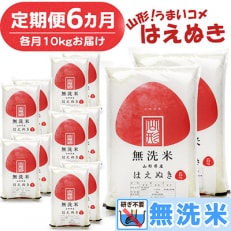 山形県産 はえぬき 無洗米 計60kg (10kg×6回) 全6回