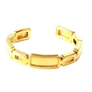 H4515金色鋼戒 方形圈圈開口指環戒 不生鏽316鋼 方形格子戒指 尾戒 男戒女戒 韓系飾品 開口款戒指