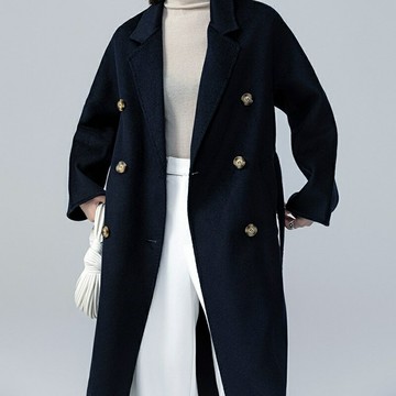 【巴黎精品】現貨+預購 100%羊毛大衣毛呢外套-保暖水波紋長款氣質通勤女外套5色a1dg54