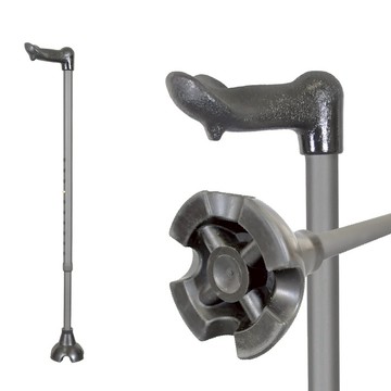 海夫北匠醫療用手杖 好好杖 ⼈體⼯學站立拐杖 四爪防 滑橡膠腳墊 高級灰(1021-225-GR) 限時升級五爪避震腳墊