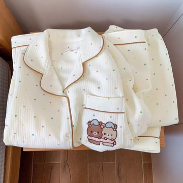 【PING'S🌞】新款空氣棉夾層睡衣女秋冬卡通可愛甜美學生外穿加厚家居服套裝