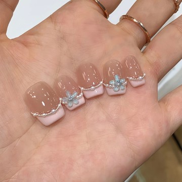 【滿300起送】一朵梔子|實拍法式珍珠立體花朵顯白高級感手工穿戴甲