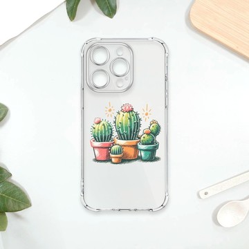 TRON IPhone 15 PRO 小花太陽仙人掌 四角防摔 軟殼 手機殼