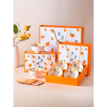 禮品碗筷套裝批 陶瓷碗套碗家用青花瓷碗禮品碗碟套裝禮盒裝餐具