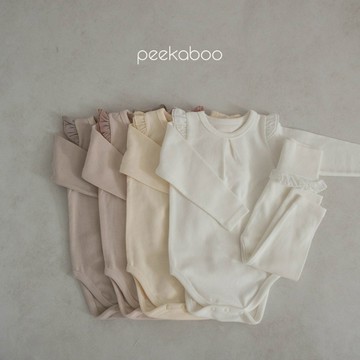 peekaboo 雲柔荷葉褶邊寶寶套裝｜嬰兒包屁衣 兒童睡衣 寶寶衣服 嬰兒衣服 女童套裝 嬰兒帽子 韓國童裝