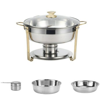 不銹鋼自助圓形餐爐酒精爐加熱保溫火鍋酒店餐廳多功能 幸福驛站