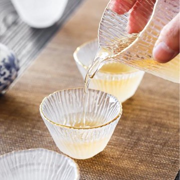 日式云霧玻璃小酒杯一口杯烈酒杯家用酒盅白酒杯分酒器酒具套裝