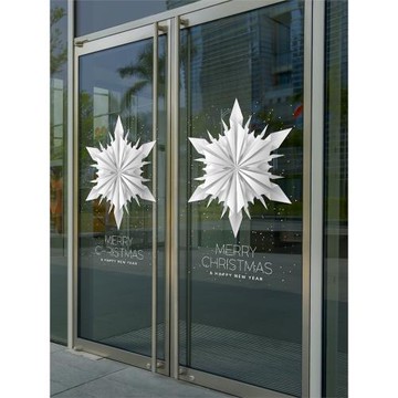 圣誕新年雪花折紙效果靜電玻璃貼櫥窗節慶門貼無膠不留痕雙面同色