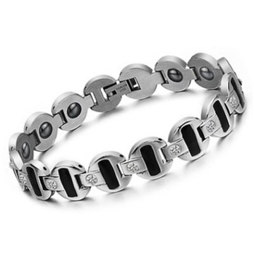 鈦鋼手鍊 鑲鑽-時尚流行個性圓形情人節生日禮物男配件73cp146【獨家進口】【米蘭精品】