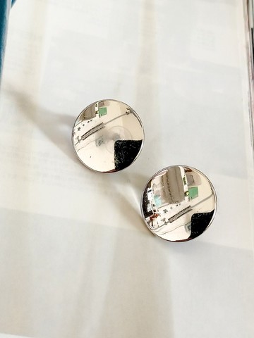 vintage jewelry  古董極簡亮銀夾式耳環