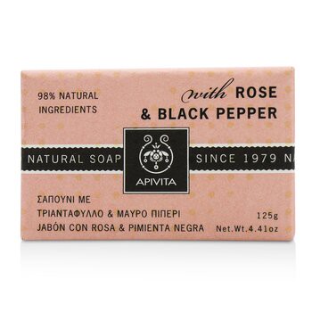Apivita 艾蜜塔 玫瑰胡椒天然手工皂 Natural Soap With Rose & Black Pepper 125g/4.41oz-沐浴及泡泡浴