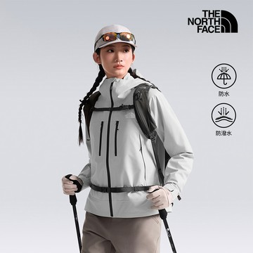 The North Face北面女款淺灰色DRYVENT防水可打包衝鋒衣｜8HRTMYB
