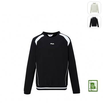 【FILA】男性 長袖 圓領平織上衣-黑色 1TEY-5101-BK