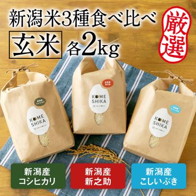 ふるさと納税 新潟県 令和5年産新米新潟産コシヒカリ・新潟産新之助・新潟産こしいぶき 玄米 各2kg