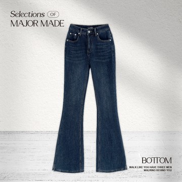 內絨毛修身喇叭牛仔褲