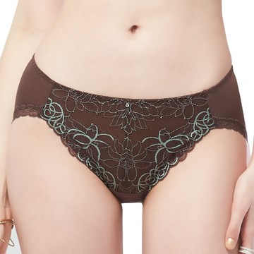 SWEAR 思薇爾 撩波 芙蓉光影系列 M-XL 蕾絲 低腰 三角 女內褲 (栗子棕)