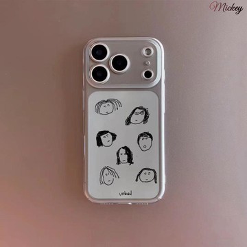 抽象小人適用iPhone17Pro蘋果手機殼16/15全包14新款13透12防摔11