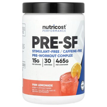 Nutricost, 表現，Pre-SF，無興奮成分鍛鍊前複合物，粉色檸檬水味，1 磅（465 克）