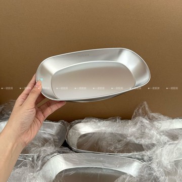 臺灣🚍8H出🉑304韓式不銹鋼長方形小喫複古盤子甜品盤炸鷄烤肉平底盤咖啡託盤
