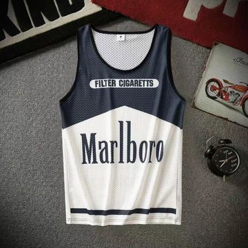 夏季運動背心男籃球游泳健身時尚印花網眼坎肩大碼冰絲無袖t恤男