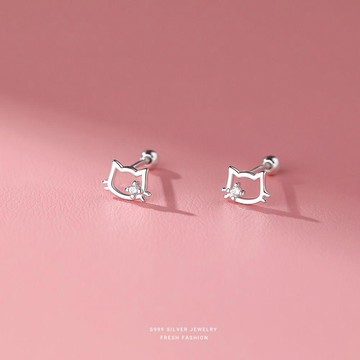 ✨元氣新品✨kitty新款貓咪小衆耳釘學生可愛耳環甜美螺旋式睡覺免摘精緻耳飾EPRY