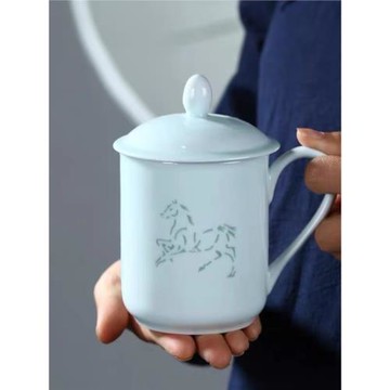 生肖杯馬克杯茶杯水杯帶蓋簡約帶柄陶瓷杯景德鎮歐式12生肖情侶杯