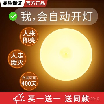 桃園出貨💖彩咖家用led人體感應燈人走燈滅智能衛生間小夜燈可充電燈走廊燈