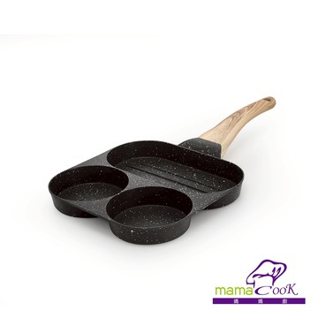 【mama cook】鈦晶黑礦木紋不沾快食鍋18cm/IH電磁爐適用