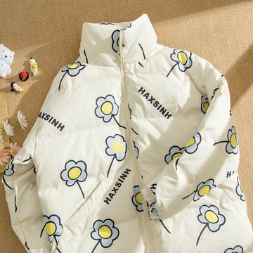 清倉價日系奶甜可愛花朵棉服女情侶冬季小眾設計感寬松加厚外套