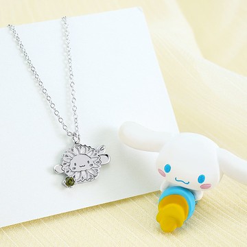 【客製化禮物】喜拿誕生花系列-大耳狗誕生石純銀項鍊-8月向日葵