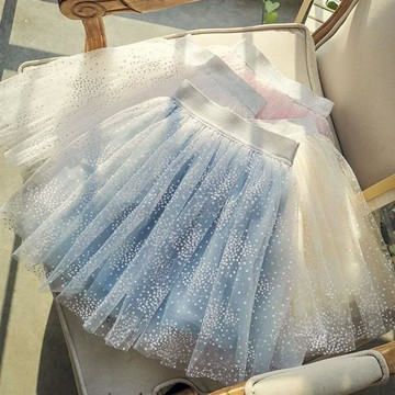 台灣出貨 女童星空半身裙2026新款潮兒童百褶網紗裙子寶寶洋氣蓬蓬顯瘦短裙 女童短裙 女童半身裙 女童裙子