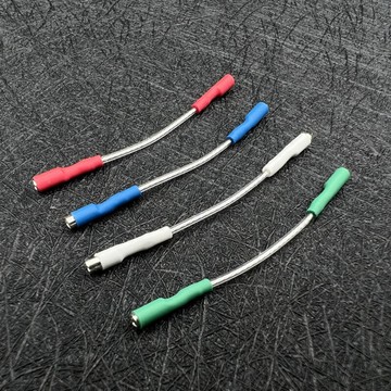 唱頭線 4pcs 7NOFC線 40mm黑膠唱頭支架線組唱針架線銀線 唱機配件 唱頭端子線
