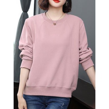 媽媽休閑圓領衛衣女春秋裝2026新款爆款中老年寬松長袖針織上衣服