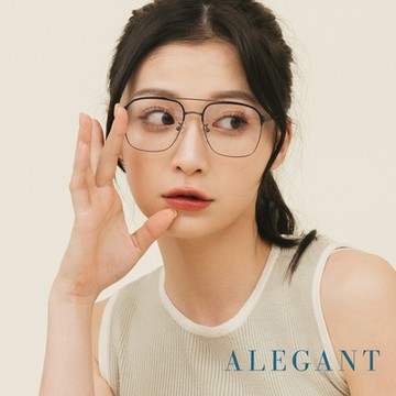 ALEGANT歐式古典雙樑設計嵐霧槍灰飛官款雲紗鏡腿設計UV400濾藍光眼鏡