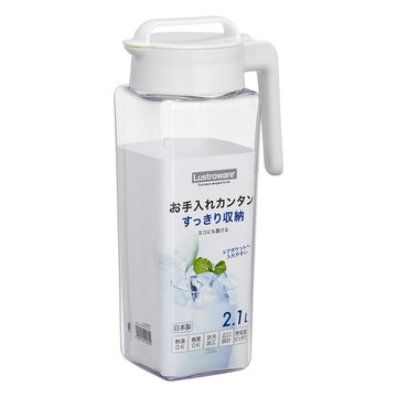 Lustroware 岩崎方形耐熱大容量冷水壺 白色 冰箱收納方便 冷熱皆宜  2.1L  1個