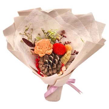 A-ONE 匯旺 松果焦糖索拉玫瑰花紅色大球花繡球花永生花束 乾燥花束 AE-FBQ25 30g  Y款 彩色