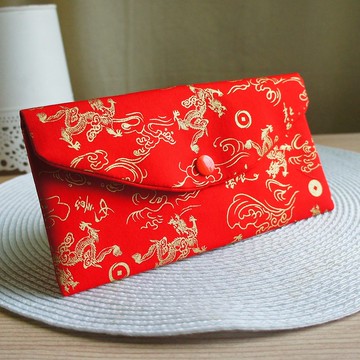 Lovely【金龍納福龍年紅包袋、紅】存摺套、現金收納袋