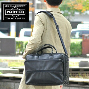 吉田包 PORTER 波特包 兩用 公事包 肩包 商用包 【TIME BLACK】 [2WAY BRIEF CASE] 146-16101 男性 女性｜KURA CHIKA by Porter  日本必買 | 日本樂天熱銷