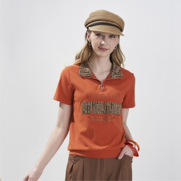 CLL巧玲瓏 Summer Day 立領半開襟上衣(橘色) 6073301